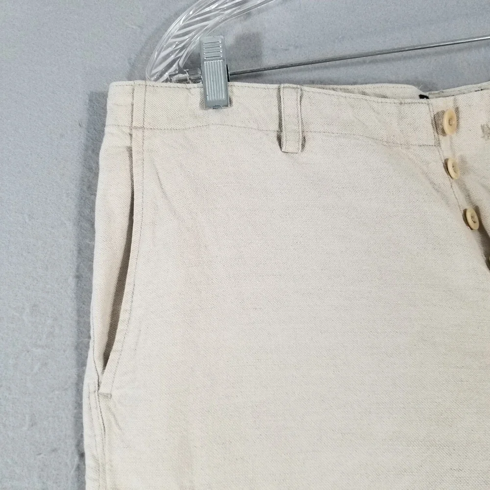 Banana Republic linen cargo pants men's 35x32 beige adjustable waist outdoor